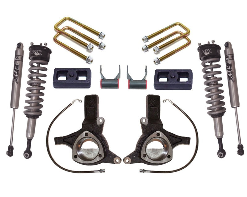 MaxTrac 16-18 GM C1500 2WD w/Stamped Steel Susp. 7in/4in MaxPro Elite Spindle Lift Kit w/FOX Shocks