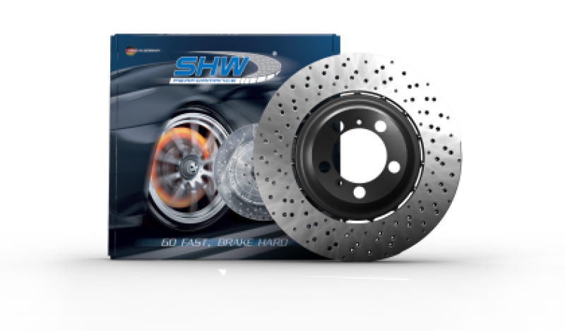 SHW 22-25 Porsche 718 Cayman GT4 RS Left Rear Cross-Drilled Lightweight Brake Rotor (9GT615601E)