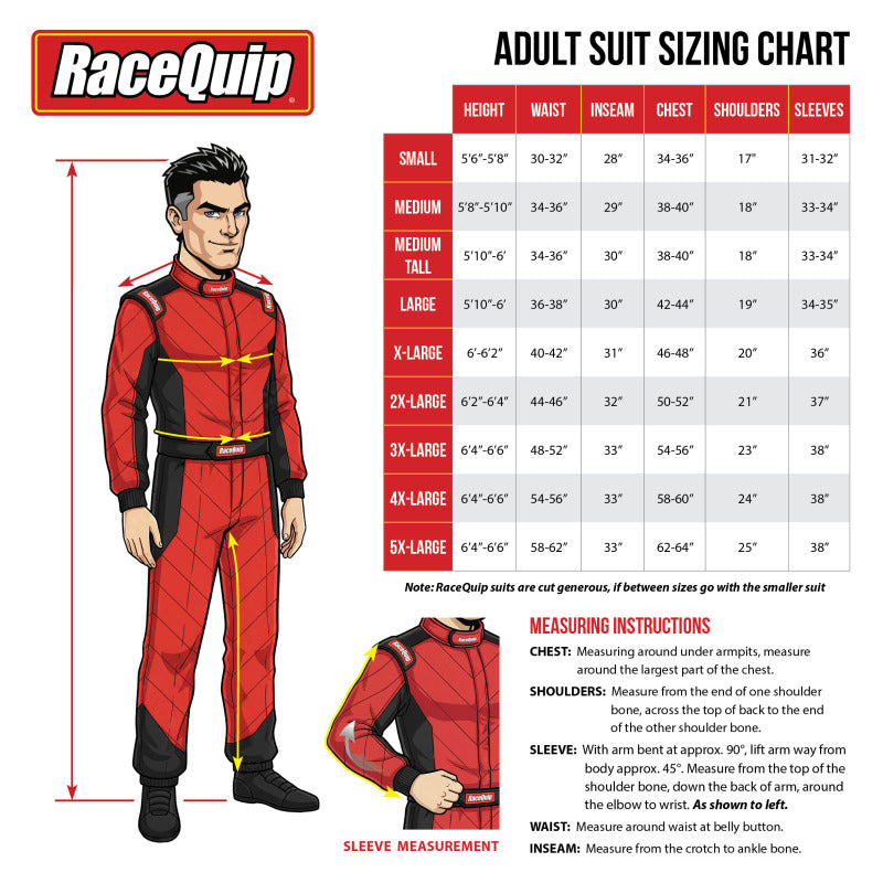 RaceQuip Black Chevron-5 Suit SFI-5 - XLG
