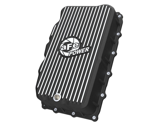 aFe 20-26 GM Trucks L6 3.0L Transmission Pan - Black w/ Machined Fins