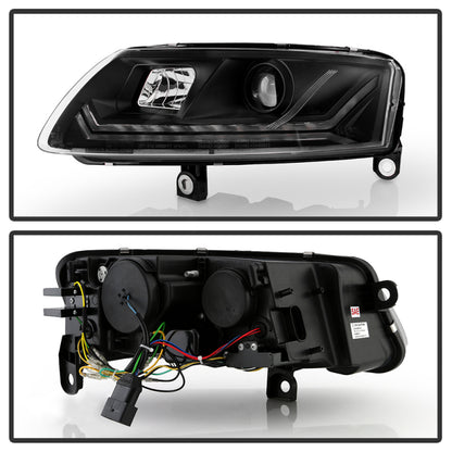 Spyder 05-08 Audi A6 Projector Headlights - (PRO-YD-ADA605V3-SEQ-BK)
