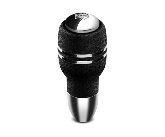 Momo Automatico Shift Knob - Black Leather, Chrome Insert