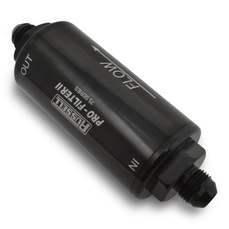 Russell Performance ProFilter 2 Fuel Filter 6 1/4in Long 10 Micron 10AN Male In/Out - Black