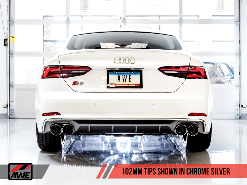 AWE Tuning Audi B9 S5 Sportback Touring Edition Exhaust - Non-Resonated (Silver 102mm Tips)