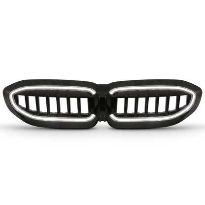 ANZO 19-22 BMW 3 Series Black Housing Full LED Front Grille w/ Initiation & Running Light