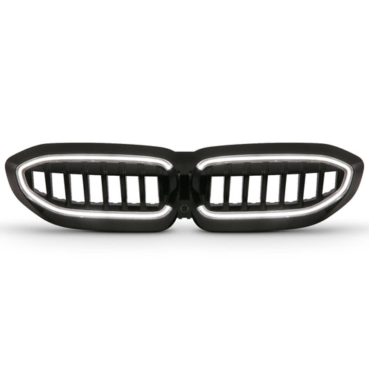 ANZO 19-22 BMW 3 Series Black Housing Full LED Front Grille w/ Initiation & Running Light