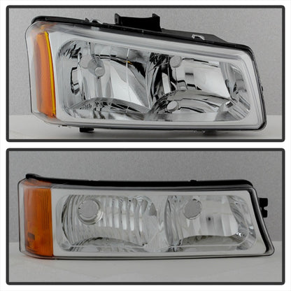 Xtune Chevy Silverado 2500HD 03-06 Crystal Headlights w/ Bumper Lights Chrome HD-JH-CSIL03-AM-C-SET