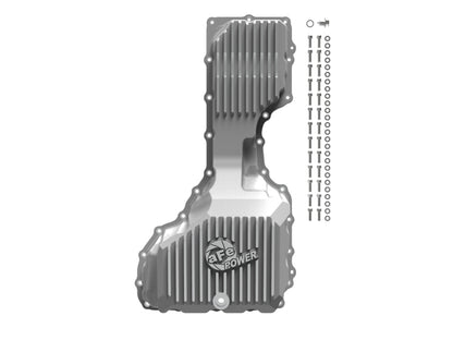 aFe GM Diesel Trucks 17-19 V8-6.6L L5P POWER Street Series Engine Oil Pan Raw w/ Machined Fins