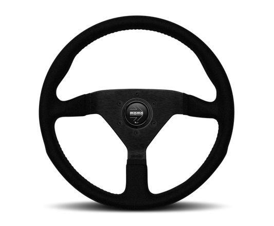 Momo Montecarlo Alcantara Steering Wheel 320 mm - Black/Black Stitch/Black Spokes