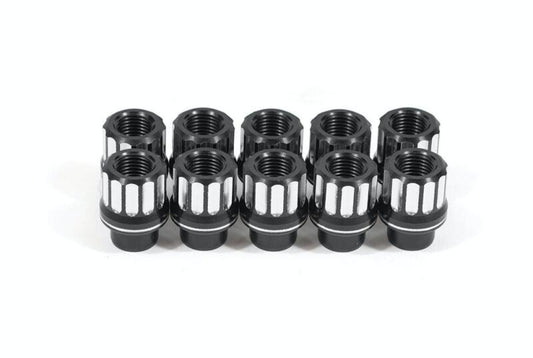 BMR Lug Nut Kit 14mm x 1.50 RH Conical 12-pt Aluminum (Set of 10) - Black Anodized