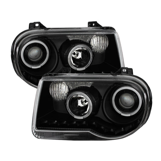 Xtune Chrysler 300C 05-10 ( Not 300 ) Halo Projector Headlights Black PRO-JH-C300C-LED-BK