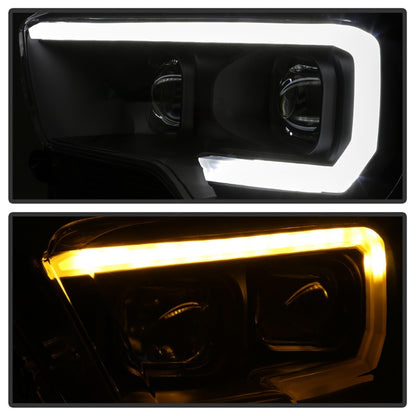 xTune 16-18 Toyota Tacoma SR/SR5 DRL Projector Headlights w/Turn Signal - Blk (PRO-JH-TTA16-SR-BK)