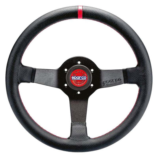 Sparco Steering Wheel R330 Champion Black Leather / Red Stitching
