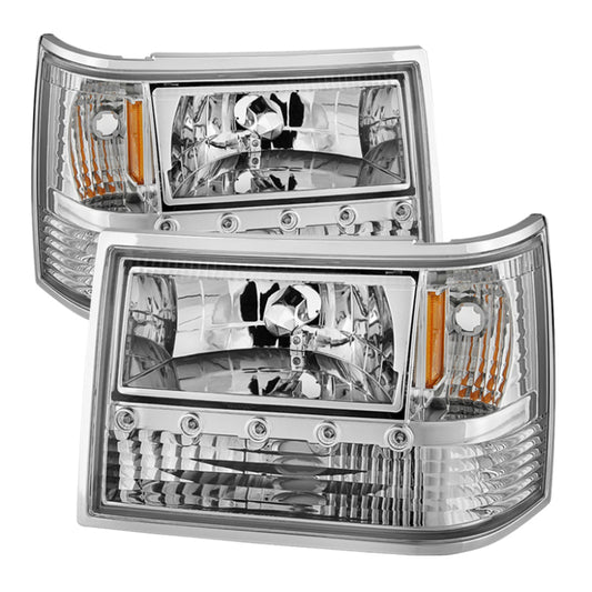 Xtune Jeep Grand Cherokee 93-98 1Pc Crystal Headlights Chrome HD-ON-JGC93-1PC-LED-C