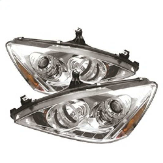 Spyder Honda Accord 03-07 Projector Headlights LED Halo Amber Reflector LED Chrm PRO-YD-HA03-AM-C