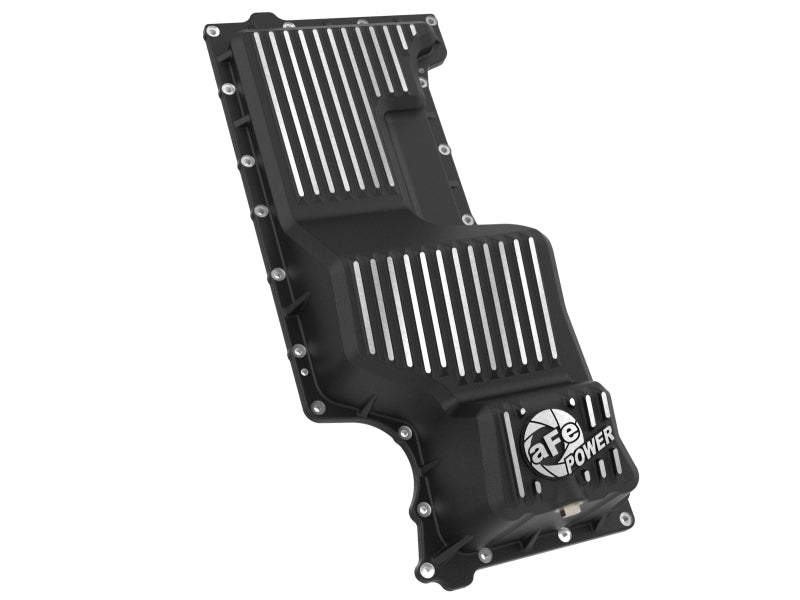 aFe 20-25 GM Trucks L6 3.0L Engine Oil Pan - Black w/ Machined Fins