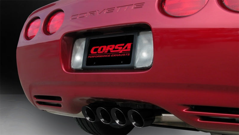 Corsa 97-04 Chevrolet Corvette (C5) 2.5in Sport Cat-Back Exhaust - 3.5in Black Tigershark Tips