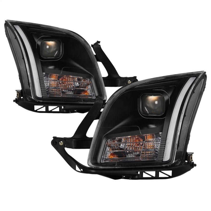 xTune 06-09 Ford Fusion Light Bar DRL Projector Headlights - Black (PRO-JH-FFU06-LB-BK)