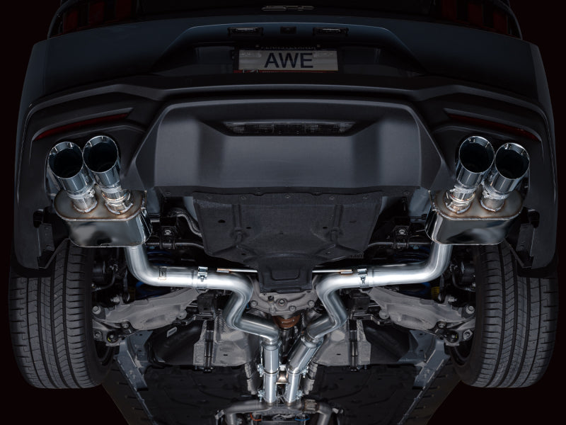 AWE 2024 Ford Mustang GT Fastback S650 RWD SwitchPath Cat-Back Exhaust w/ Quad Chrome Silver Tips