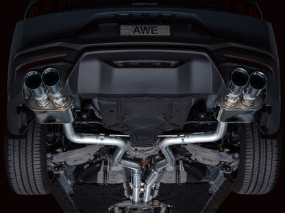 AWE 2024 Ford Mustang GT Fastback S650 RWD SwitchPath Cat-Back Exhaust w/ Quad Chrome Silver Tips