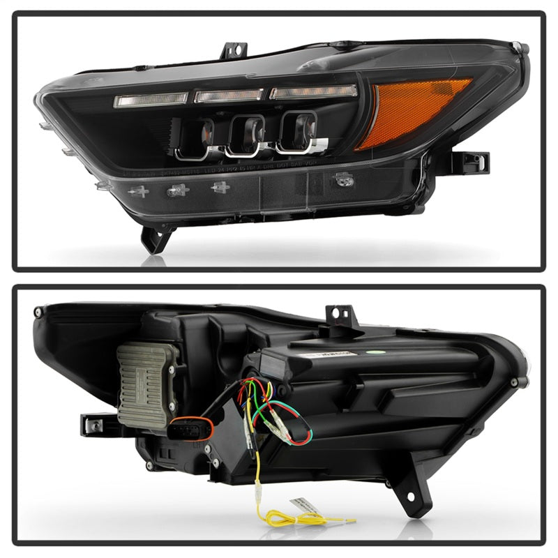 Spyder 15-17 Ford Mustang LED Headlights - Black (PRO-YD-FM15AP-GRSB-SET-BK)