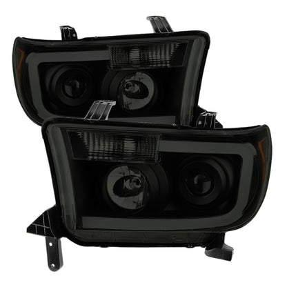 xTune Toyota Tundra 07-13 LED Light Bar Projector Headlights Black Smoked PRO-JH-TTU07-LED-BSM
