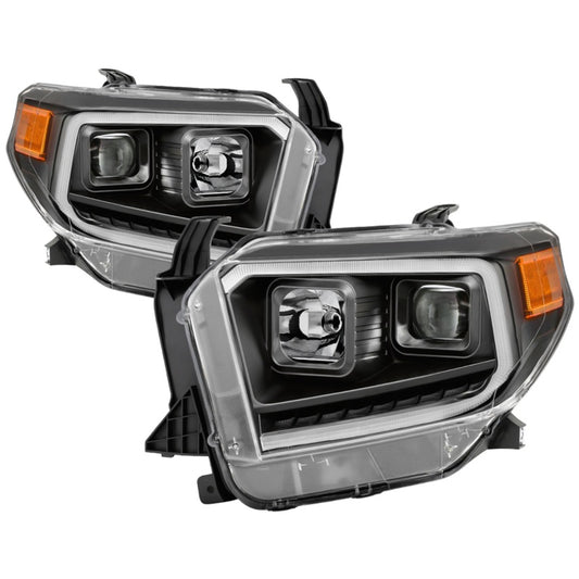 xTune 14-17 Toyota Tundra DRL LED Light Bar Projector Headlights - Black (PRO-JH-TTU14-LB-BK)