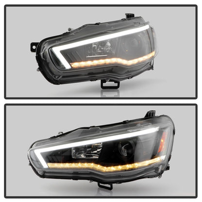 Spyder 08-17 Mitsubishi Lancer EVO 10 Projector Headlights - Black (PRO-YD-ML08V2HIDSI-SEQ-BK)