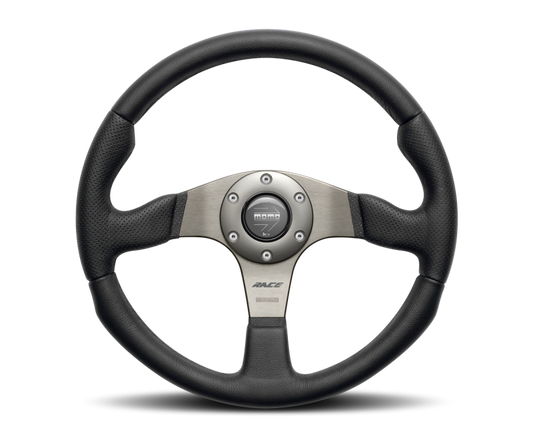 Momo Race Steering Wheel 350 mm - Black Leather/Anth Spokes