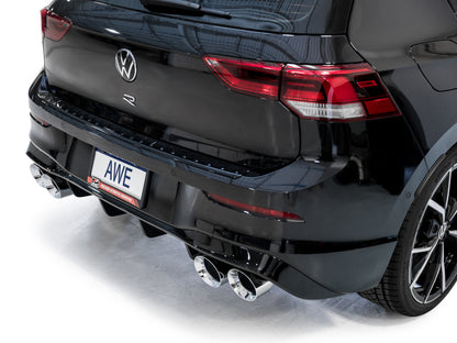 AWE Tuning MK8 Volkswagen Golf R 3in Touring Edition Quad Exhaust - Chrome Silver Tips