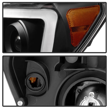 xTune Toyota Tundra 07-13 LED Light Bar Projector Headlights Black PRO-JH-TTU07-LED-BK