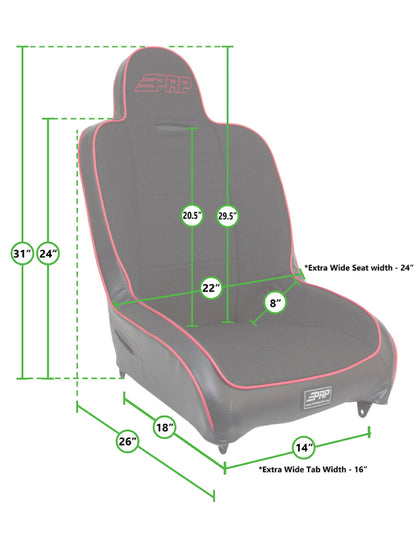 PRP Premier High Back Suspension Seats Kit for Jeep Wrangler CJ7/YJ (Pair) - Black