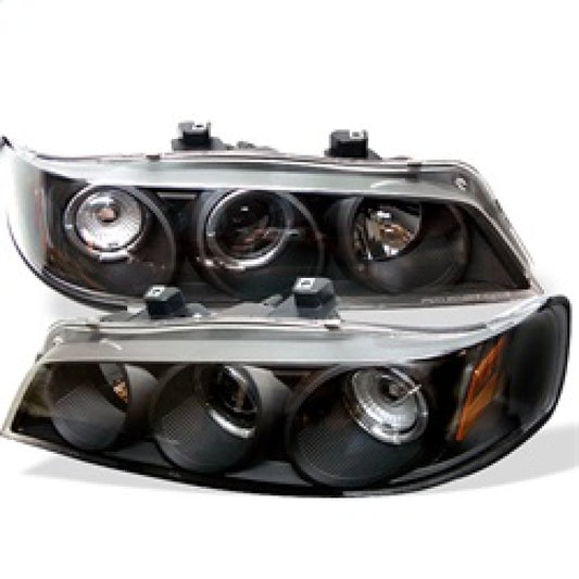 Spyder Honda Accord 94-97 1PC Projector Headlights LED Halo Amber Reflector Blk PRO-YD-HA94-AM-BK