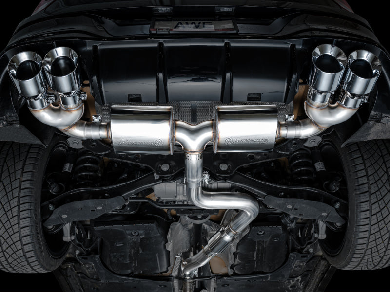 AWE Tuning MK8 Volkswagen Golf R 3in Touring Edition Quad Exhaust - Chrome Silver Tips