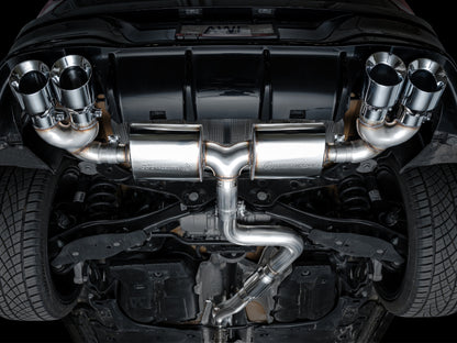 AWE Tuning MK8 Volkswagen Golf R 3in Touring Edition Quad Exhaust - Chrome Silver Tips