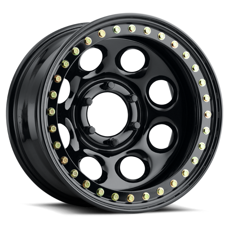 Raceline RT81 Rock 8 17x9.5in / 5x114.3 BP / -44mm Offset / 83.82mm Bore- Gloss Black Beadlock Wheel