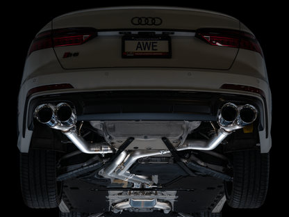 AWE Tuning 19-23 Audi C8 S6/S7 2.9T V6 AWD Track Edition Exhaust - Chrome Silver Tips