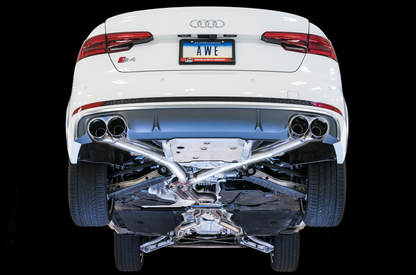 AWE Tuning Audi B9 S4 Track Edition Exhaust - Non-Resonated (Silver 102mm Tips)