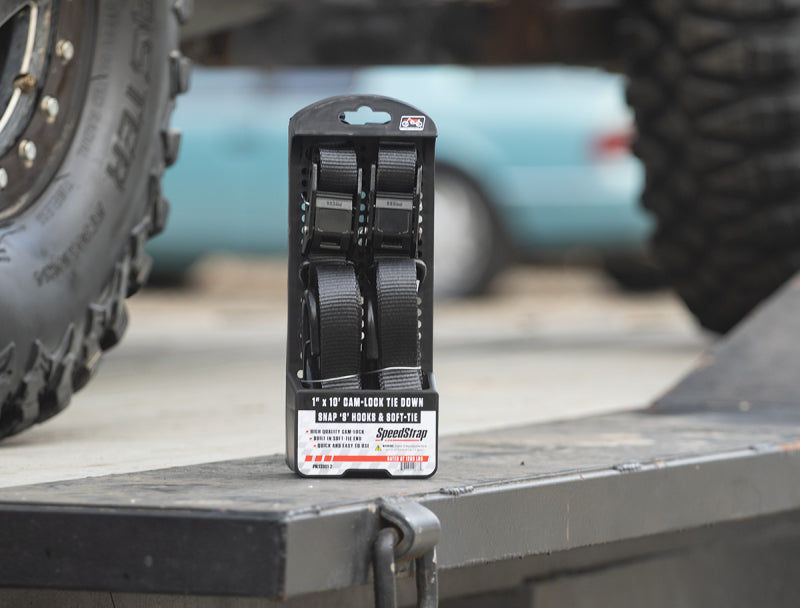 PRP Cam-Lock 1in.x10ft. Tie Down with Snap S Hooks and Soft Tie - Black - Pr.