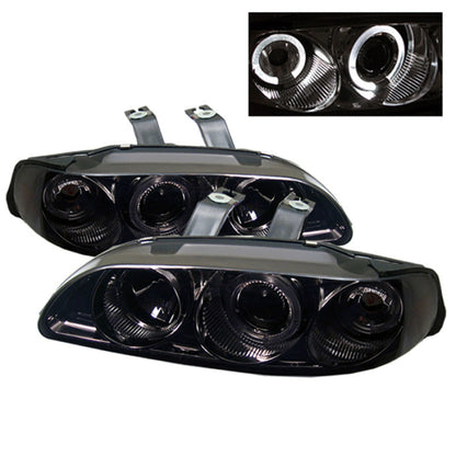 Spyder Honda Civic 92-95 2/3DR 1PC Projector LED Halo Amber Reflector Smke PRO-YD-HC921P-23D-AM-SMC