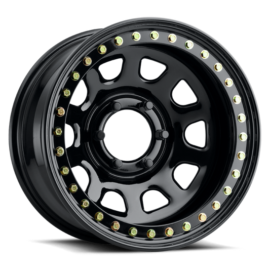 Raceline RT51 Daytona Rock 17x9in/8x165.1 BP/-38mm Offset/130.81mm Bore - Gloss Black Beadlock Wheel