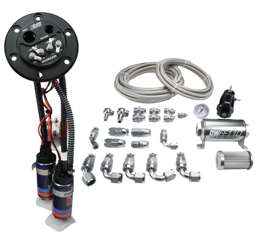 Deatschwerks X2 Series Fuel Pump Hanger w/ Dual DW420 Pumps/PTFE Plumbing kit for 92-00 Honda Civic