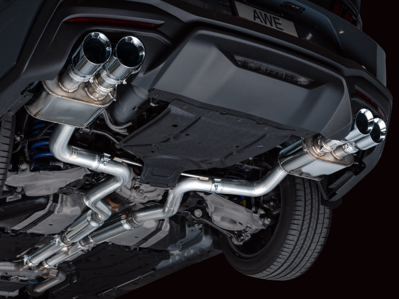 AWE 2024 Ford Mustang GT Fastback S650 RWD SwitchPath Cat-Back Exhaust w/ Quad Chrome Silver Tips