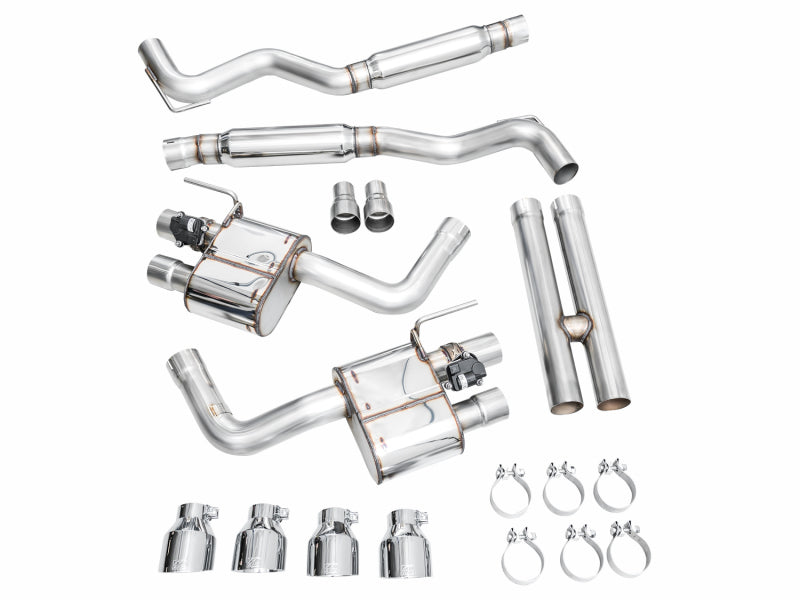 AWE 2024 Ford Mustang GT Fastback S650 RWD SwitchPath Cat-Back Exhaust w/ Quad Chrome Silver Tips