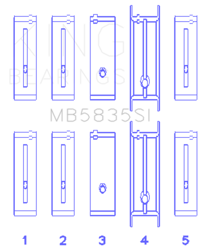 King Engine Bearings ChevrolET 121Ci/Ln2 134Ci +.002 (Size +0.25mm) Main Bearing Set