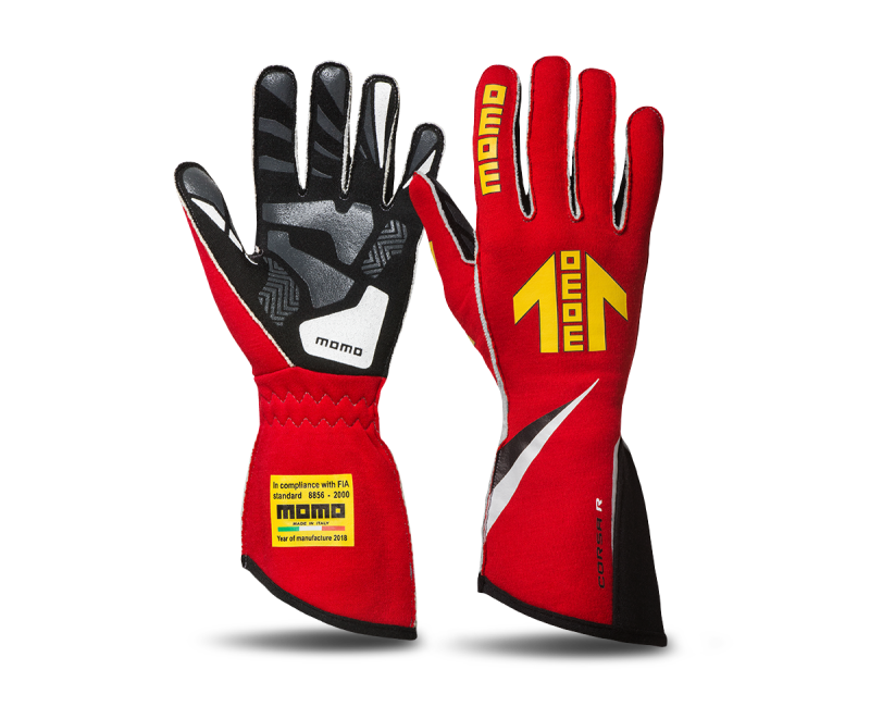 Momo Corsa R Gloves Size 12 (FIA 8856-2000)-Red