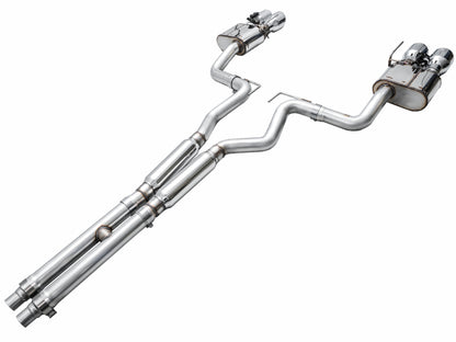 AWE 2024 Ford Mustang GT Fastback S650 RWD SwitchPath Cat-Back Exhaust w/ Quad Chrome Silver Tips