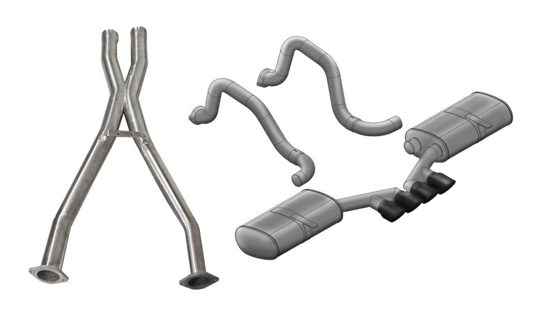 Corsa 97-04 Chevrolet Corvette (C5) 2.5in Sport Cat-Back Exhaust - 3.5in Black Tigershark Tips
