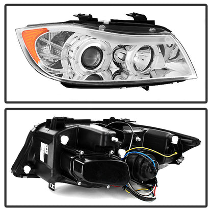 Spyder BMW E90 3-Series 06-08 Projector LED Halo Amber Reflector Rplc Bulb Chrm PRO-YD-BMWE9005-AM-C