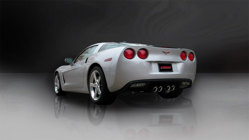 Corsa 06-08 Chevrolet Corvette C6 (A/T) 2.5in Sport Cat-Back Exhaust - 3.5in Black Twin Tips